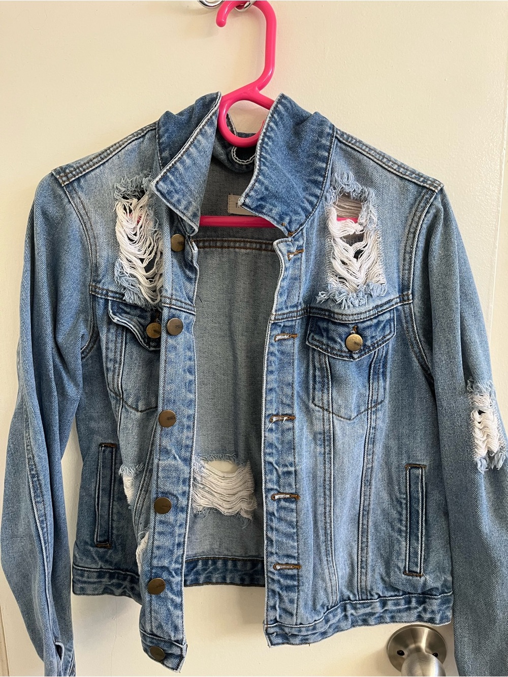 Mono B Light Blue Distressed Denim Jacket